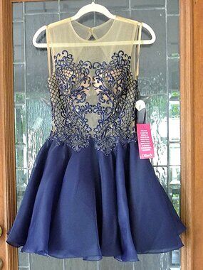 Glamour by Terani Couture Navy Prom Dress
